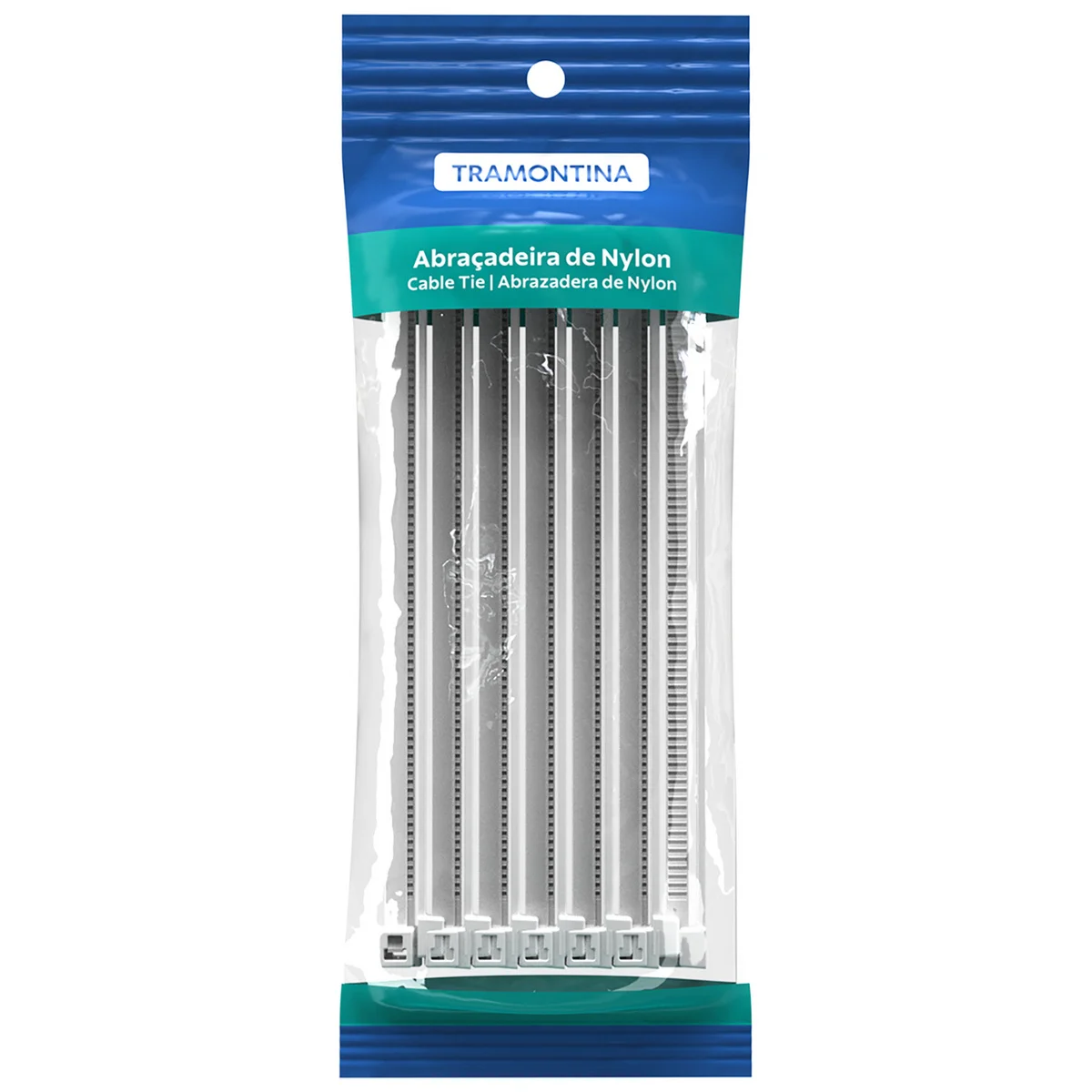 Abraçadeira de Nylon 100X2,5 mm Tramontina Branca, pacote com 100 unidades