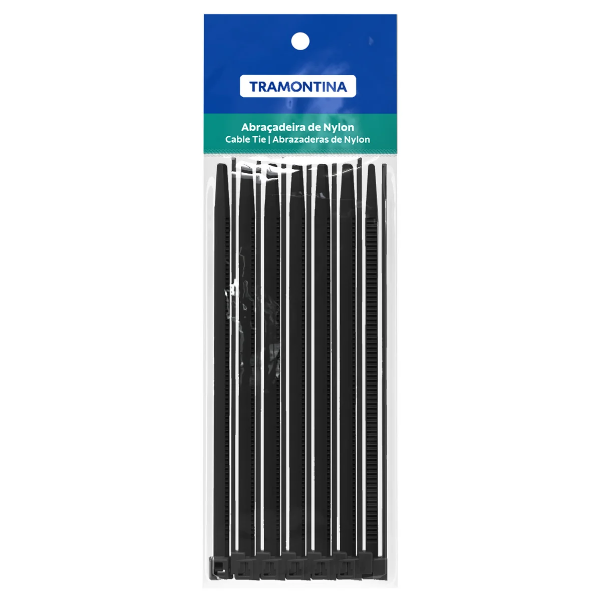 Abraçadeira de Nylon 140x3,4 mm Tramontina Preta, pacote com 30 unidades