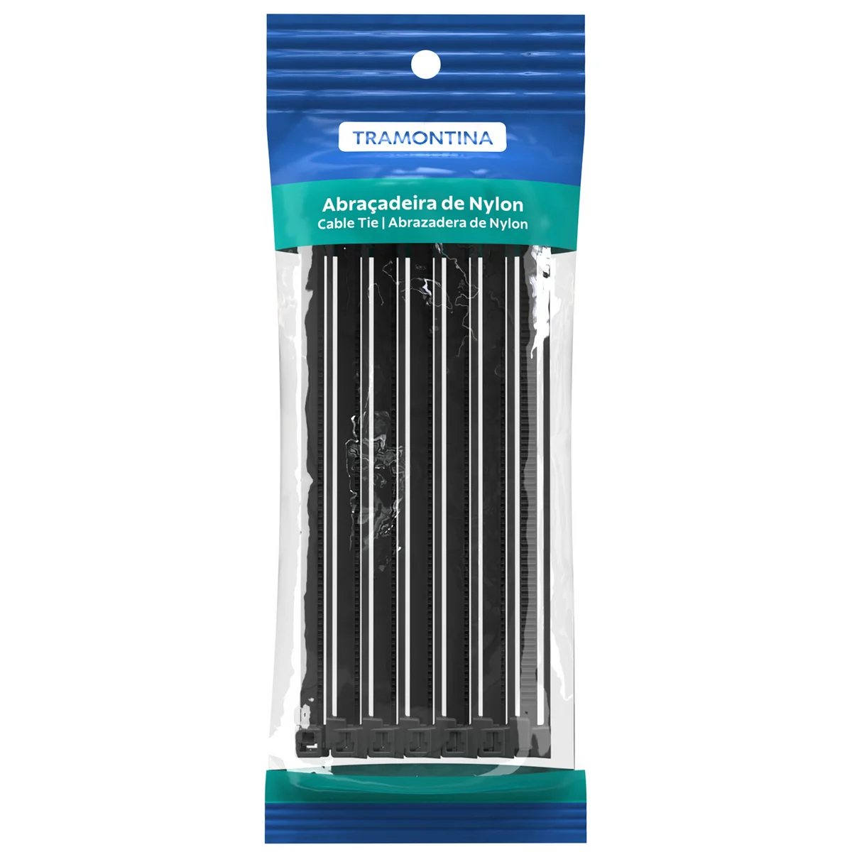 Abraçadeira de Nylon 100X2,50 mm Tramontina Preta,pacote com 100 unidades