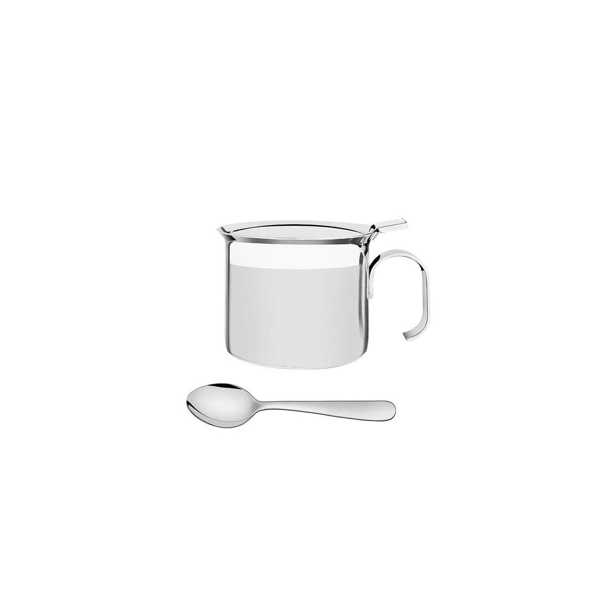 Açucareiro Tramontina Buena com Alça em Aço Inox com Colher Detalhe Brilho 8 cm 350 ml