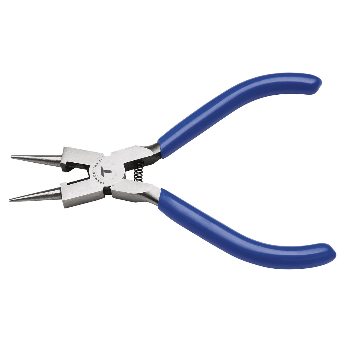 Alicate Bico Redondo 5" Tramontina Basic Aço Especial com Empunhadura em PVC Azul