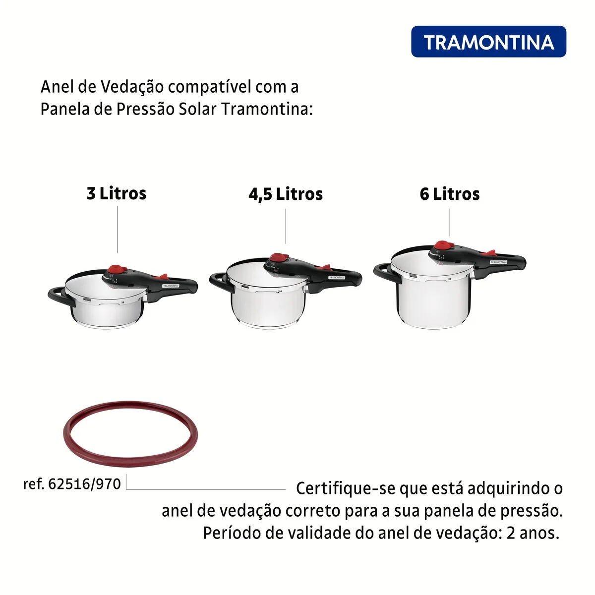 Anel de Vedação em Silicone para Panela de Pressão Tramontina Solar 22 cm