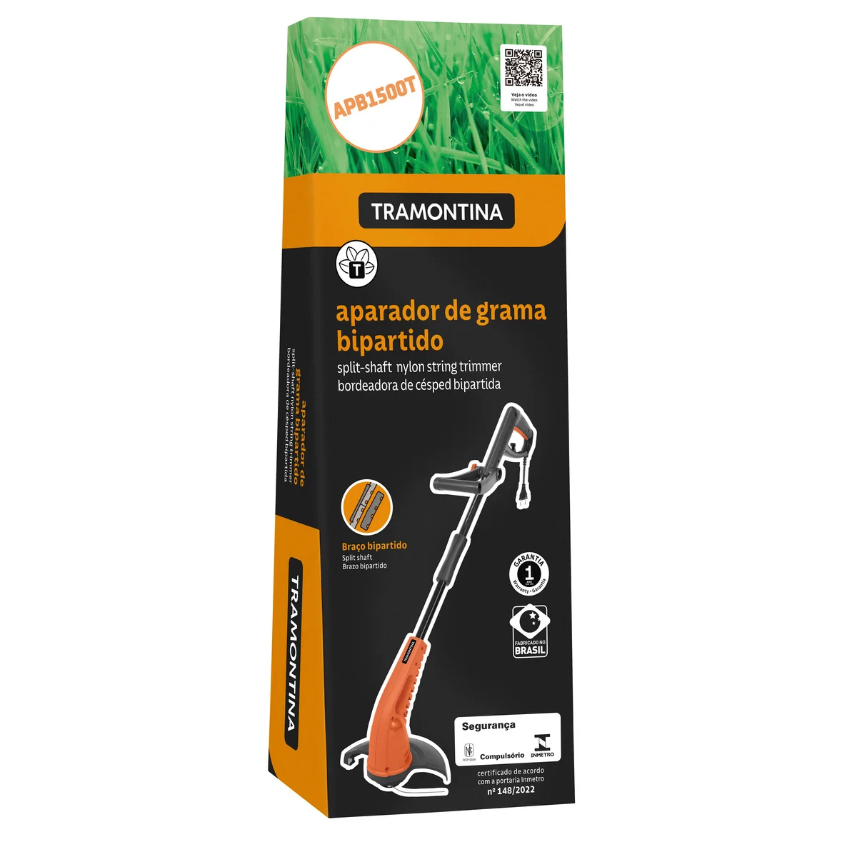 Aparador de Grama Elétrico Bipartido Tramontina APB1500T com Diâmetro de Corte de 280 mm 1500 W 127 V