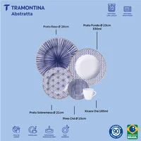 Aparelho de Jantar Tramontina Abstratta em Porcelana Decorada 20 Peças
