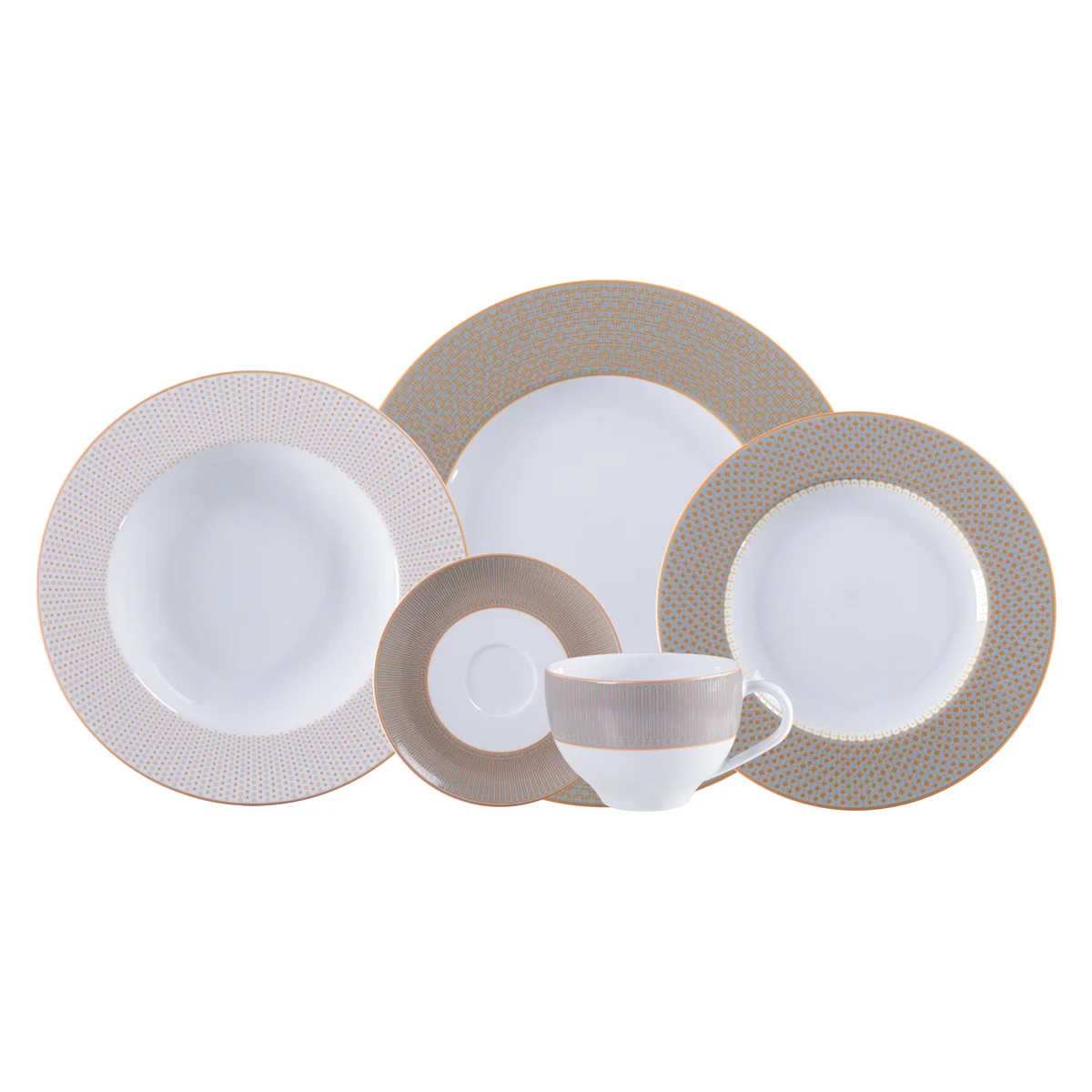 Aparelho de Jantar Tramontina Aurum em Porcelana Decorada 30 Peças