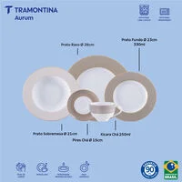 Aparelho de Jantar Tramontina Aurum em Porcelana Decorada 30 Peças