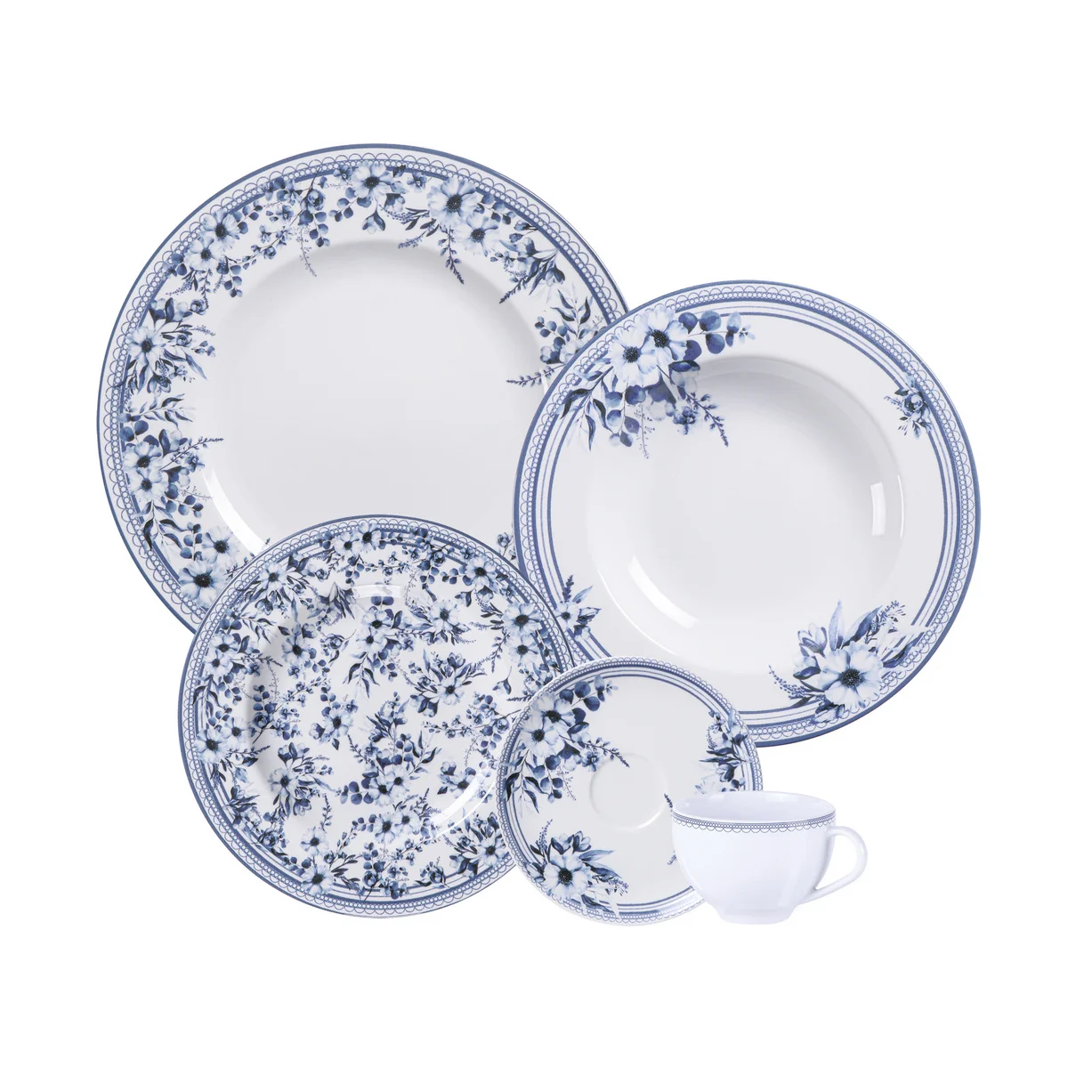 Aparelho de Jantar Tramontina Azzura em Porcelana Decorada 20 Peças