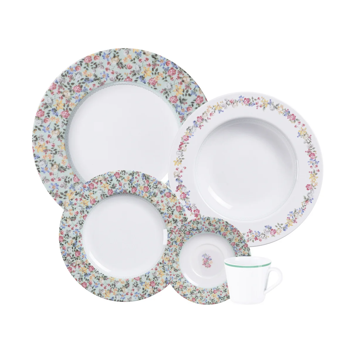 Aparelho de Jantar Tramontina Dalina em Porcelana Decorada 20 Peças