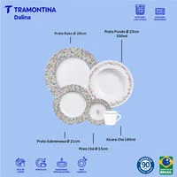 Aparelho de Jantar Tramontina Dalina em Porcelana Decorada 30 Peças