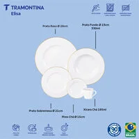 Aparelho de Jantar Tramontina Elisa em Porcelana Decorada 20 Peças