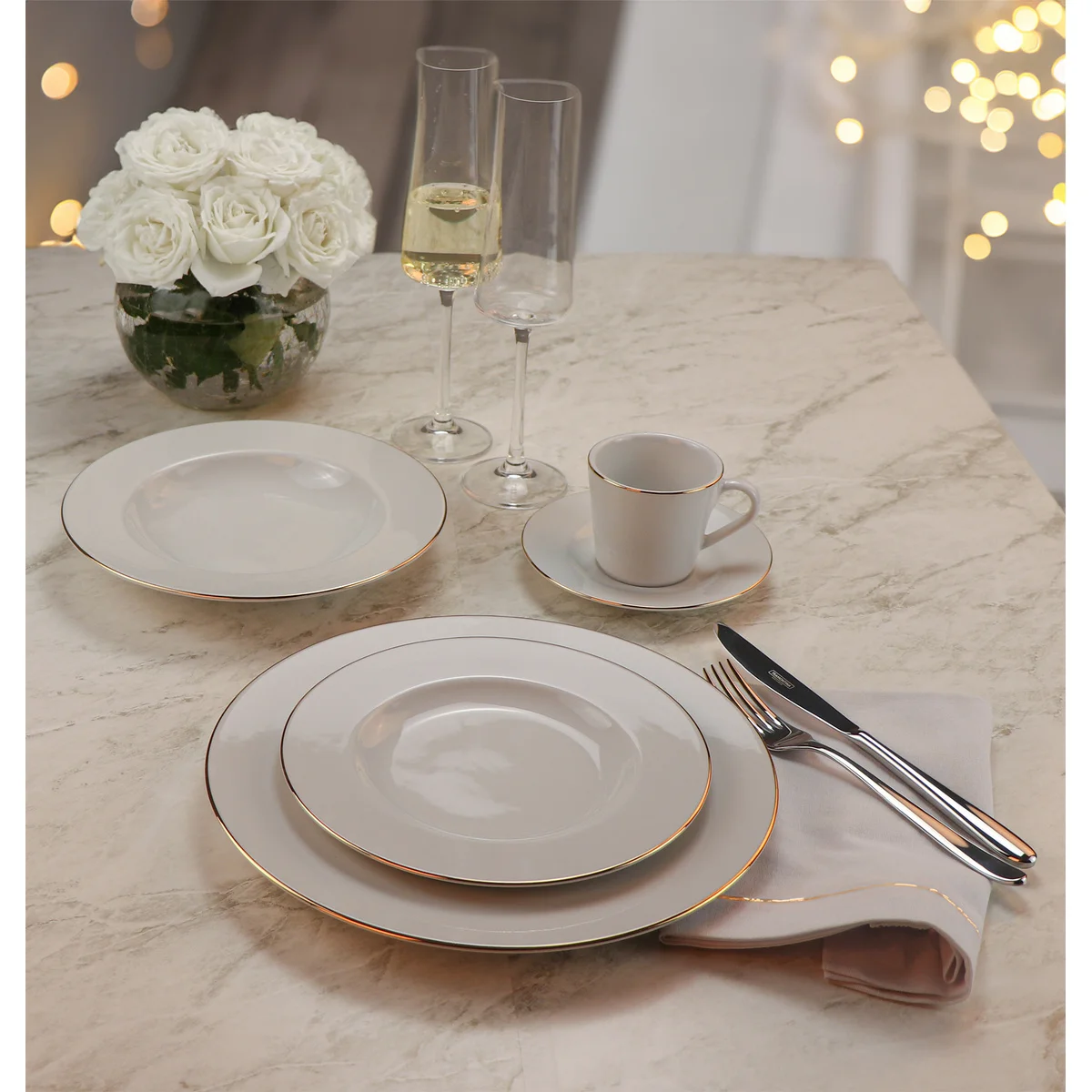 Aparelho de Jantar Tramontina Elisa em Porcelana Decorada 30 Peças