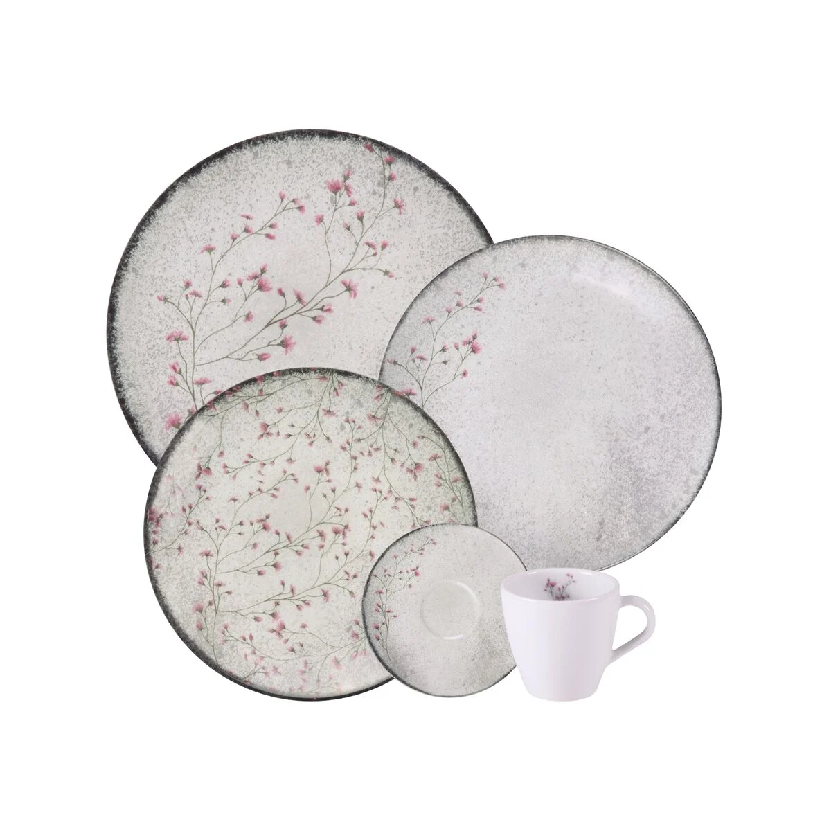 Aparelho de Jantar Tramontina Floralis em Porcelana Decorada 20 Peças