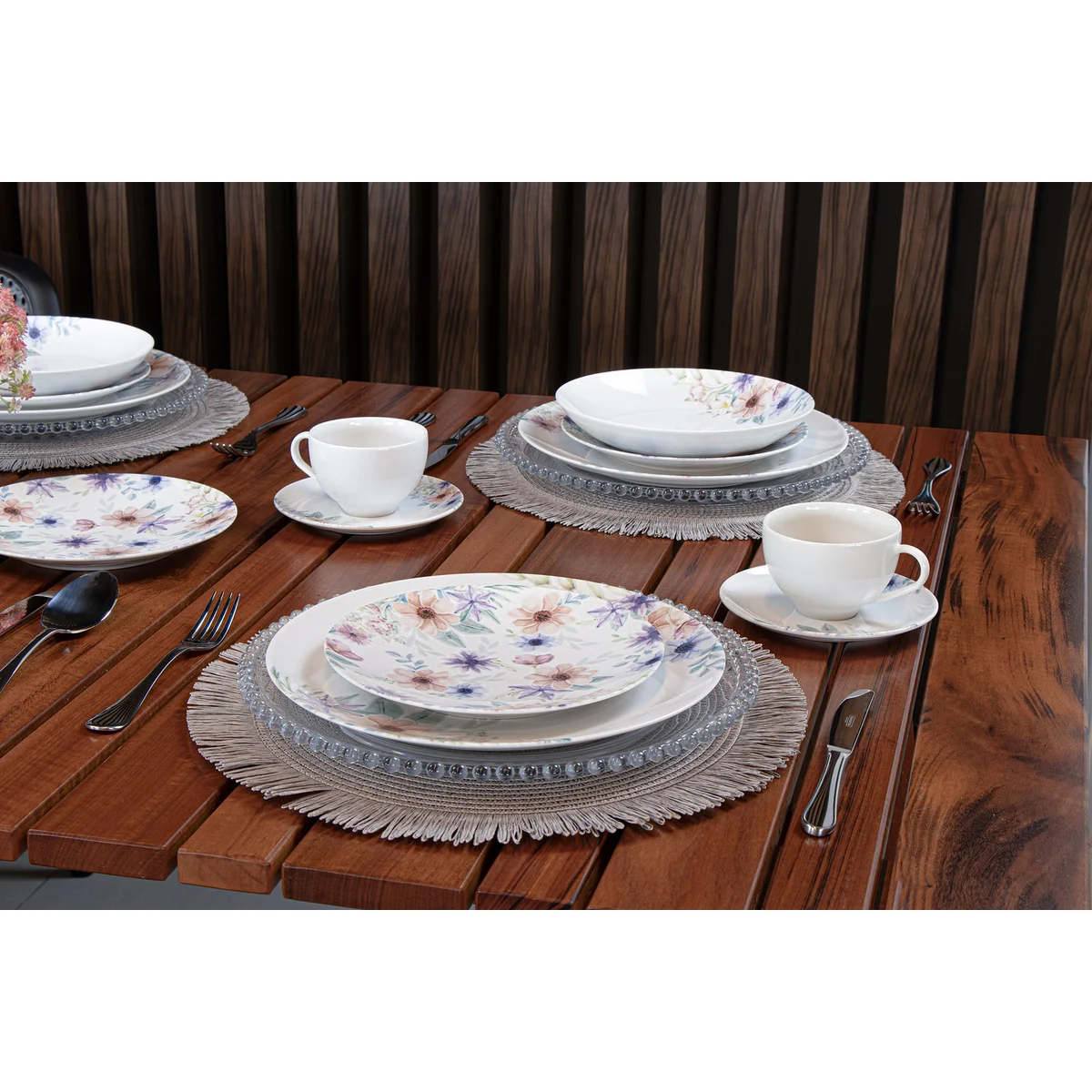 Aparelho de Jantar Tramontina Floratta em Porcelana Decorada 30 Peças