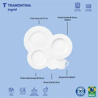 Aparelho de Jantar Tramontina Ingrid em Porcelana Decorada 30 Peças