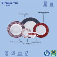 Aparelho de Jantar Tramontina Lazuli em Porcelana Decorada 30 Peças