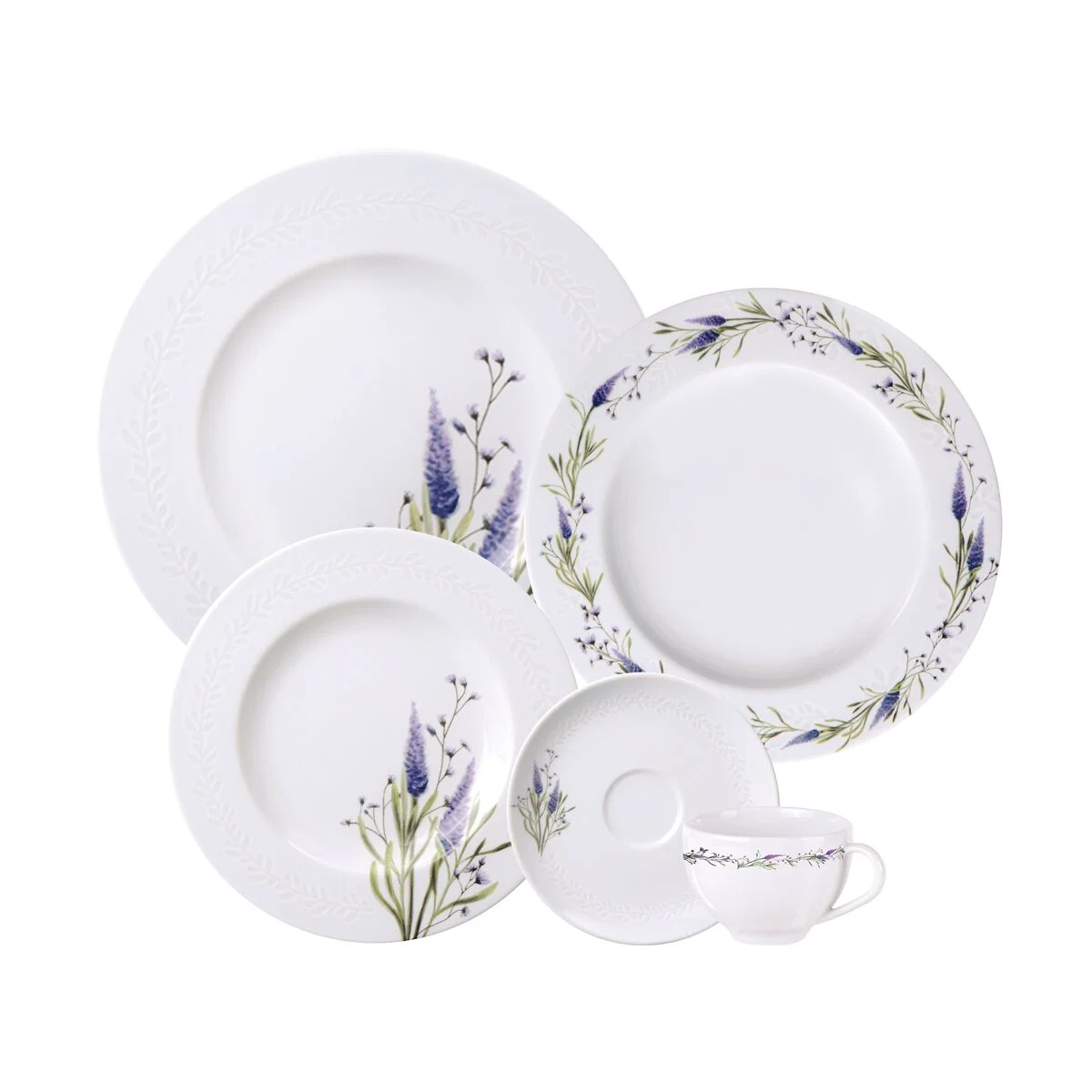 Aparelho de Jantar Tramontina Lilla em Porcelana Decorada 20 Peças