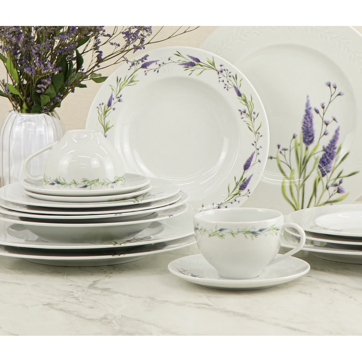 Aparelho de Jantar Tramontina Lilla em Porcelana Decorada 30 Peças