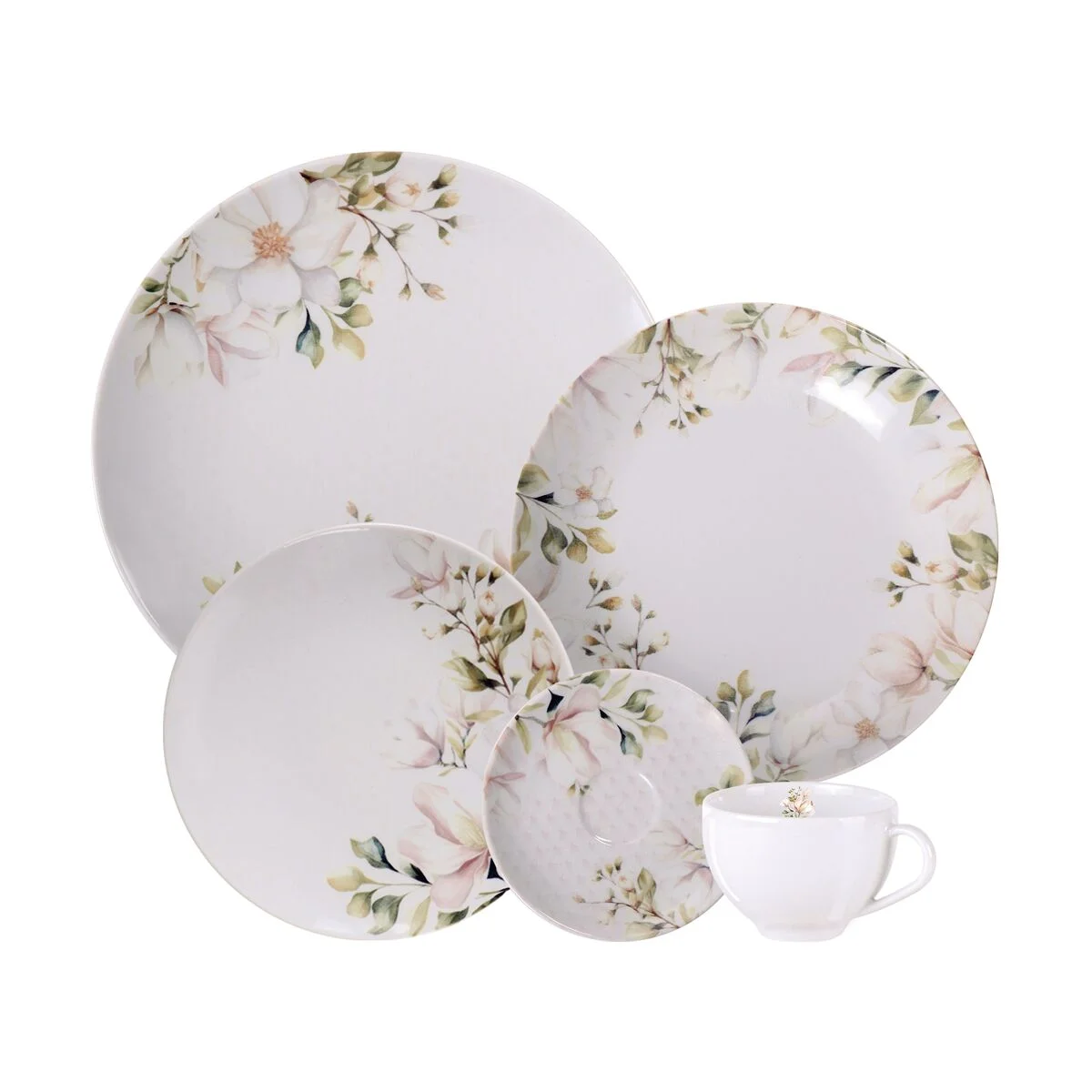 Aparelho de Jantar Tramontina Magnólia em Porcelana Decorada 20 Peças