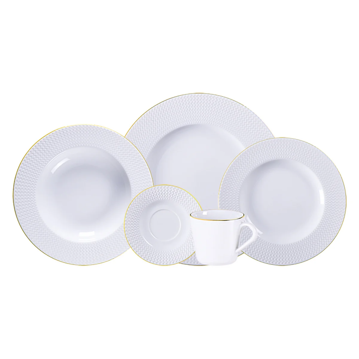 Aparelho de Jantar Tramontina Mesh Filete de Ouro em Porcelana Decorada 30 Peças