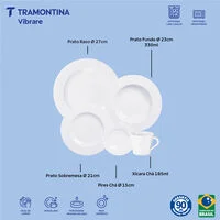 Aparelho de Jantar Tramontina Vibrare em Porcelana Decorada 20 Peças