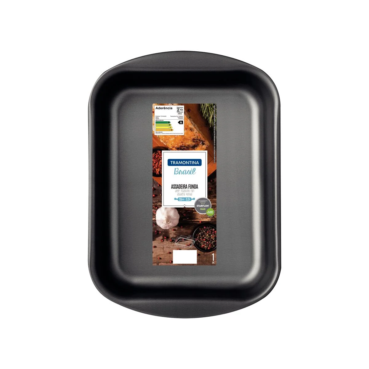 Assadeira Funda Tramontina Brasil em Alumínio com Revestimento Interno e Externo Antiaderente Starflon Max Grafite 28 cm 3,3 L