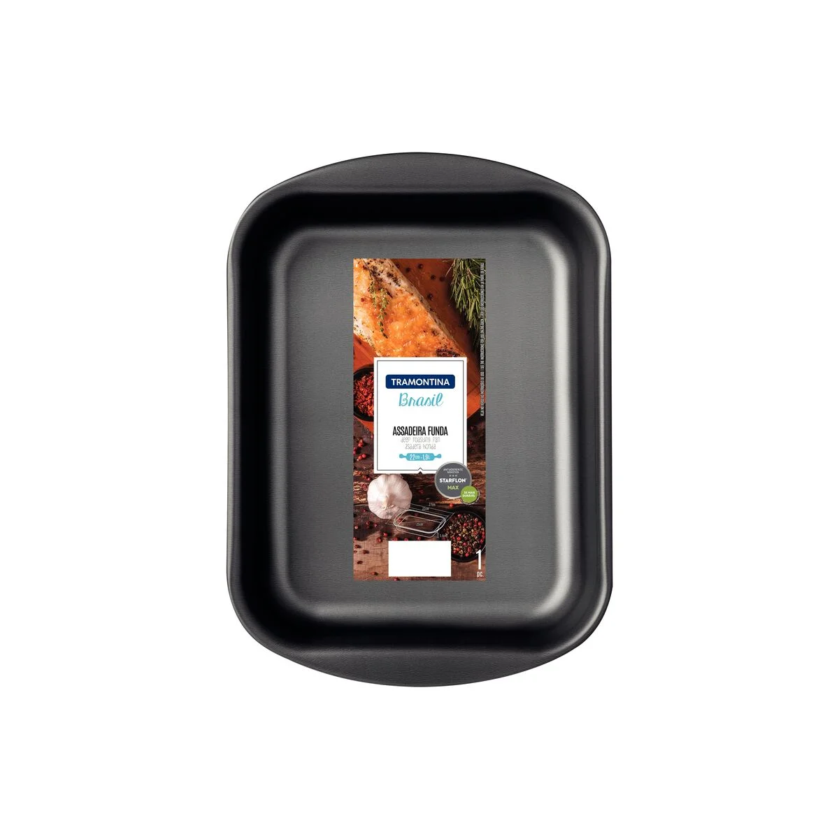 Assadeira Funda Tramontina Brasil em Alumínio com Revestimento Interno e Externo Antiaderente Starflon Max Grafite 22 cm 1,9 L