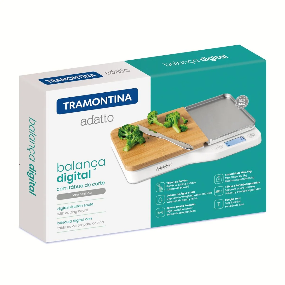Balança Digital para Cozinha Tramontina Adatto com Tábua de Corte