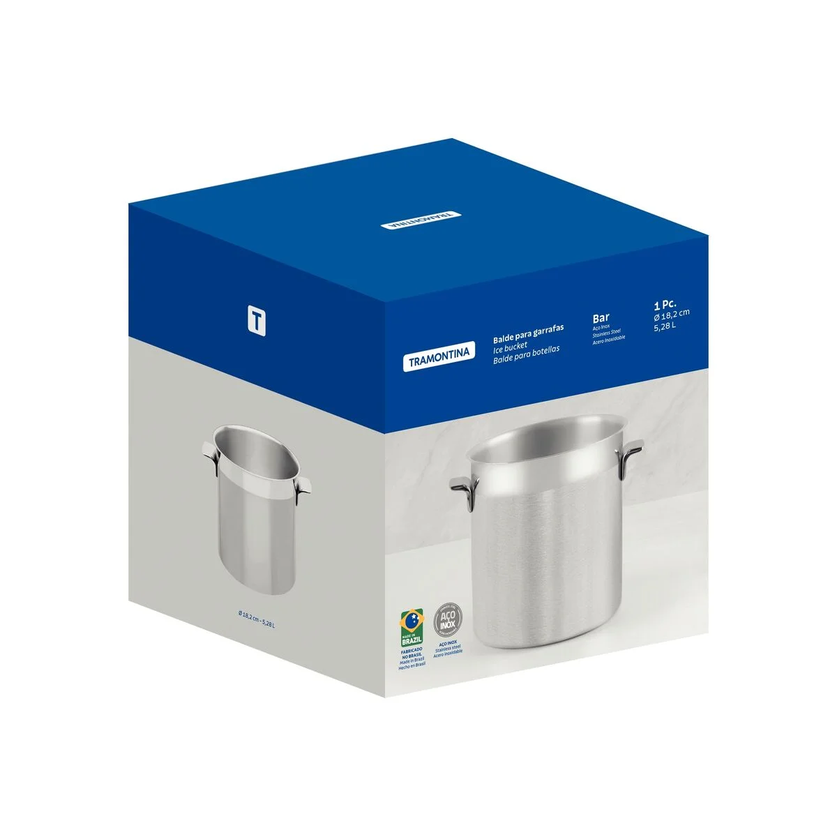 Balde para Garrafas Tramontina Cosmos em Aço Inox 18,2 cm 5,2 L