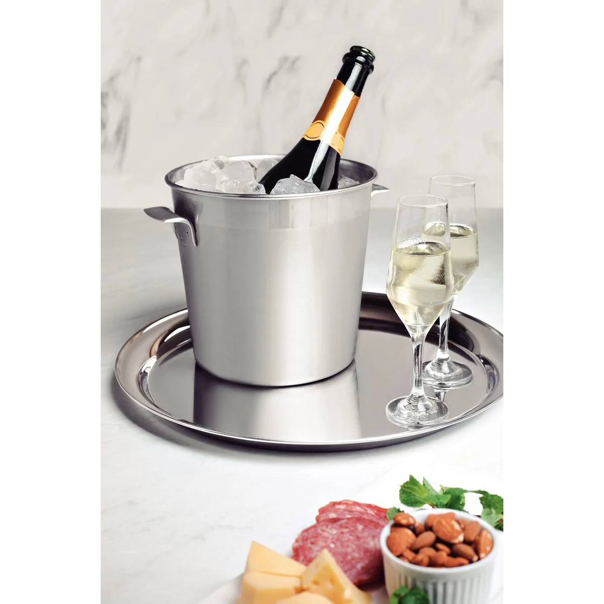Balde para Garrafas Tramontina Cosmos em Aço Inox Fosco com Borda em Brilho 20 cm 5,2 L