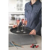 Bandeja Tramontina Service em Aço Inox Redonda com Revestimento Interno Antiderrapante 40 cm