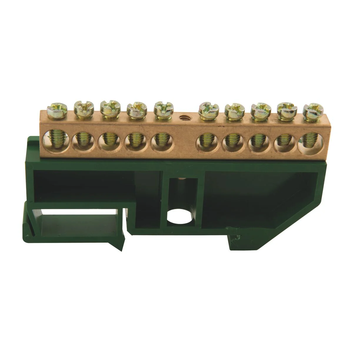 Barramento Terra DIN 10 Ligações Tramontina com Suporte Verde