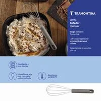 Batedor Manual Tramontina Softta em Aço Inox com Cabo Emborrachado Cinza
