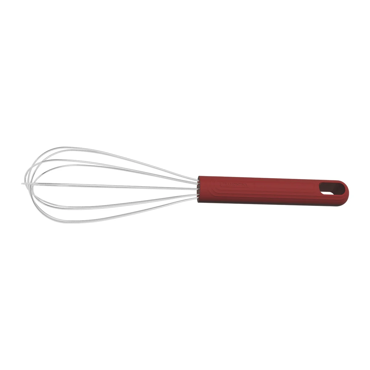 Batedor Manual Tramontina Softta em Aço Inox com Cabo Emborrachado Vermelho