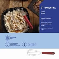 Batedor Manual Tramontina Softta em Aço Inox com Cabo Emborrachado Vermelho