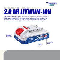 Bateria 20V 2,0Ah Lithium-Ion Tramontina by Total