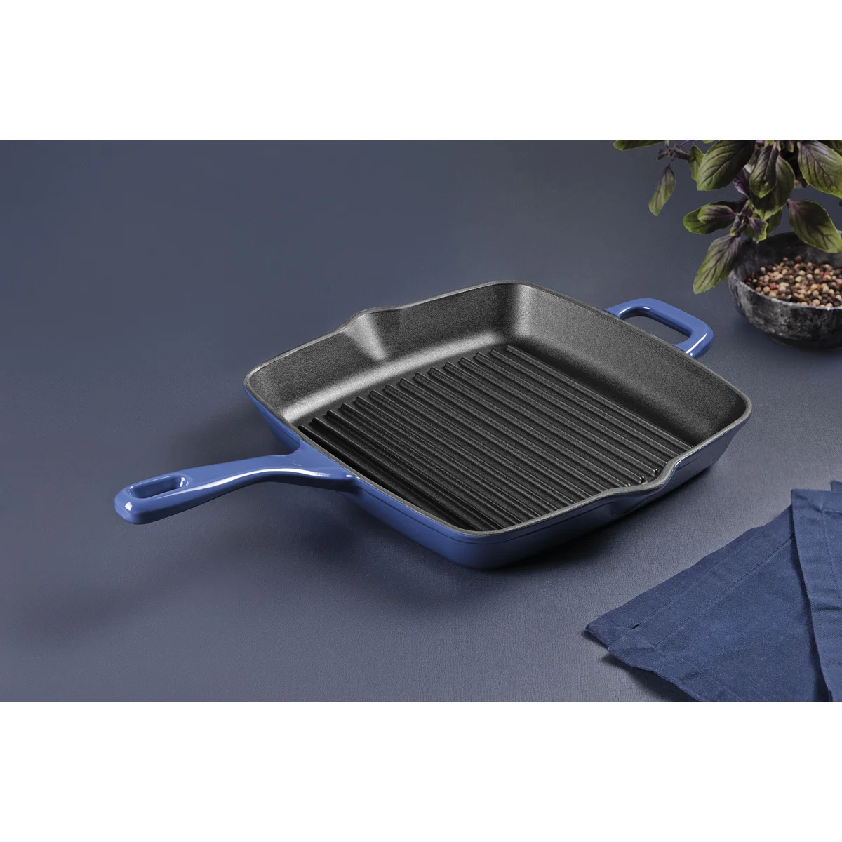 Bistequeira Tramontina Ampezzo em Ferro Fundido com Revestimento Interno e Externo Esmaltado Azul 27 cm 2,4 L