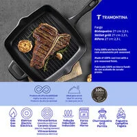 Bistequeira Tramontina Fargo em Ferro Fundido com Acabamento Pre-Seasoned 27 cm 2,3 L