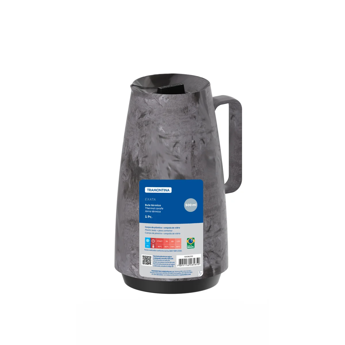 Bule Térmico Tramontina Exata em Plástico Marmorizado Cinza 500 ml
