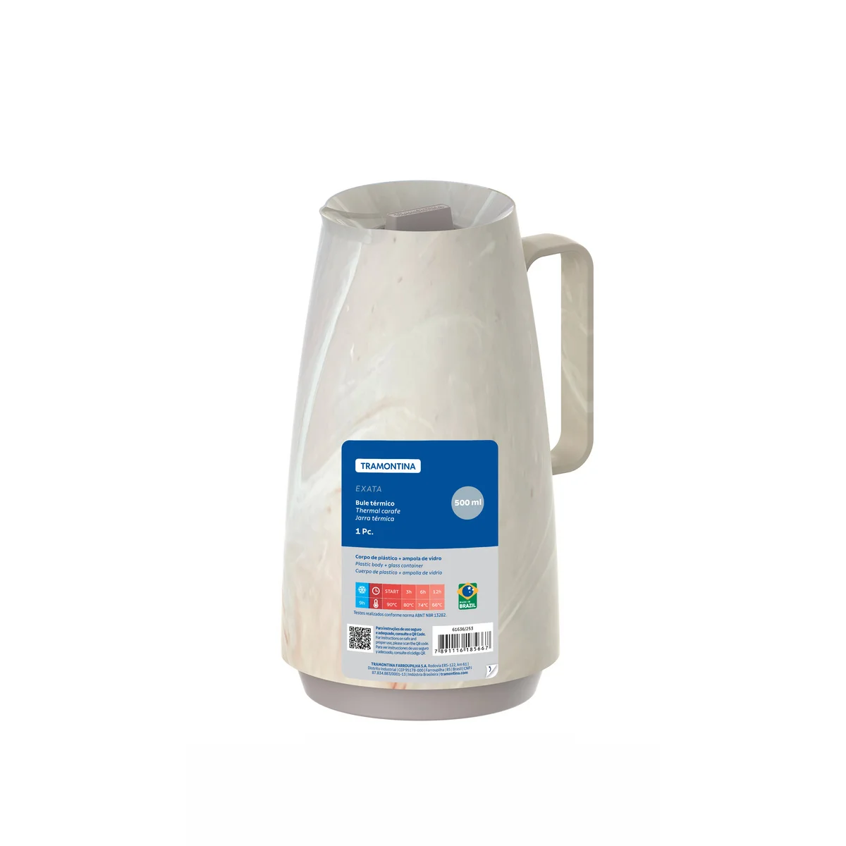 Bule Térmico Tramontina Exata em Plástico Marmorizado Creme 500 ml