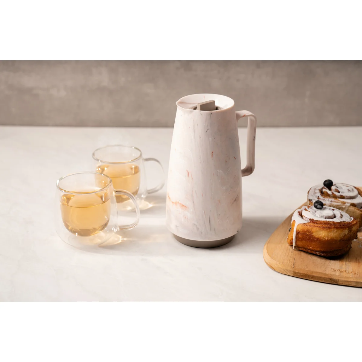 Bule Térmico Tramontina Exata em Plástico Marmorizado Creme 500 ml