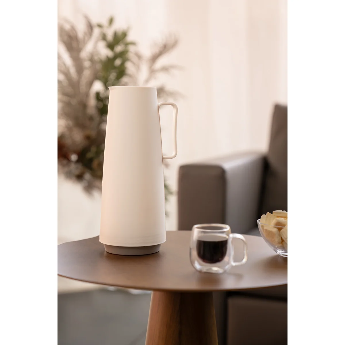 Bule Térmico Tramontina Exata em Plástico Vanilla com Ampola de Vidro 1 L