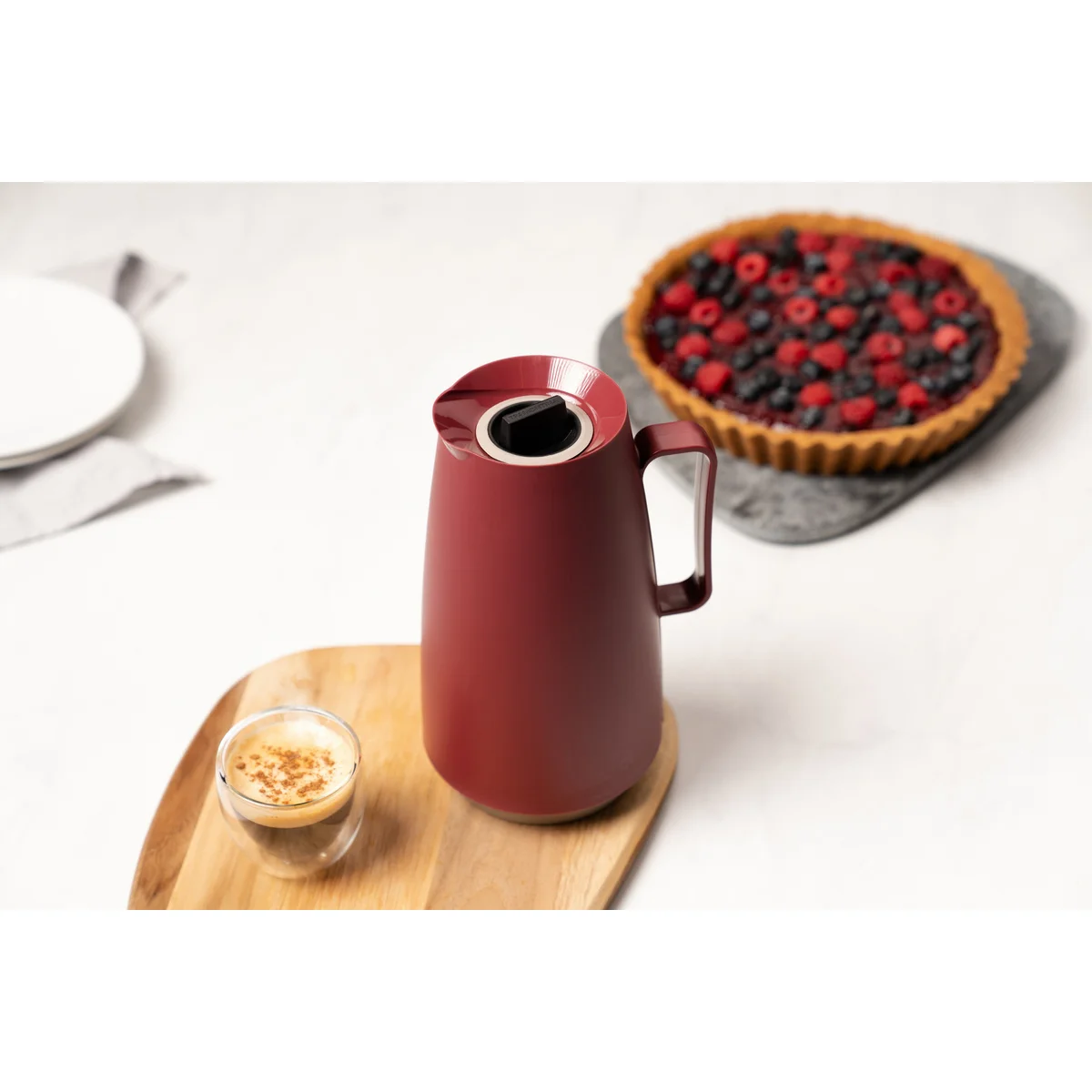 Bule Térmico Tramontina Exata em Plástico Vermelho com Ampola de Vidro 500 ml