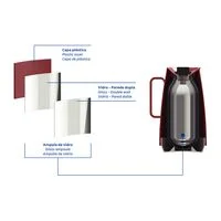Bule Térmico Tramontina Exata em Plástico Vermelho com Ampola de Vidro 500 ml