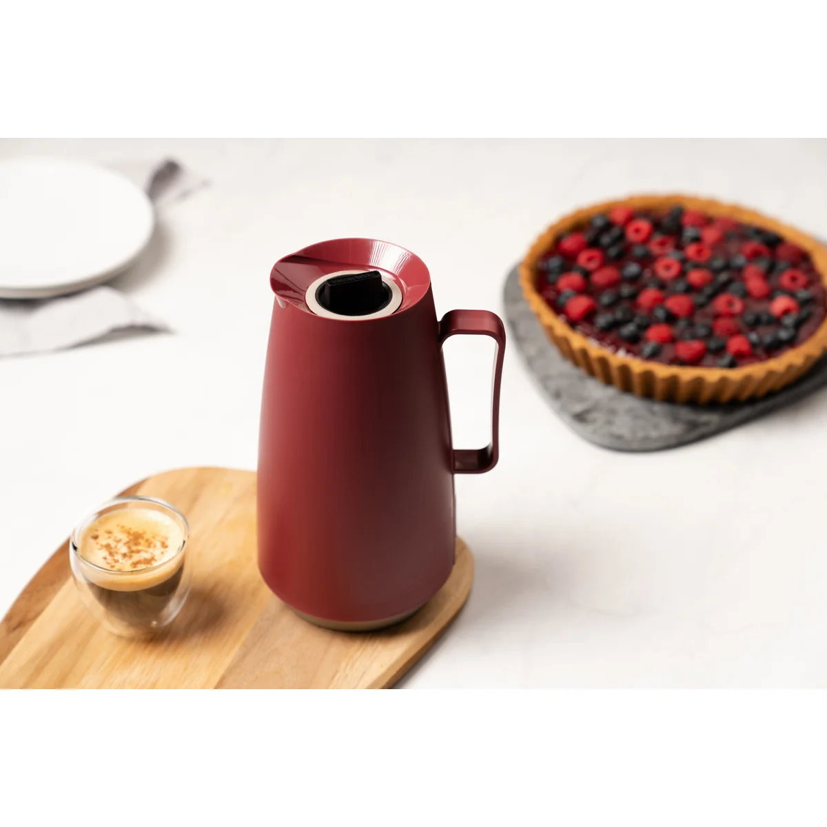 Bule Térmico Tramontina Exata em Plástico Vermelho com Ampola de Vidro 500 ml