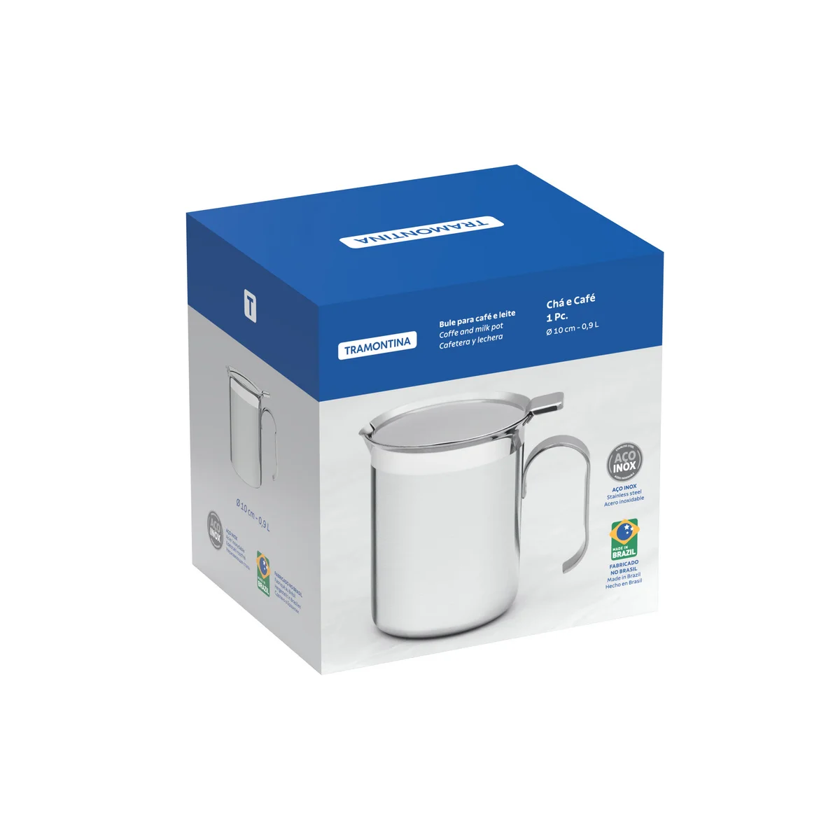 Bule Tramontina em Aço Inox para Café e Leite 10 cm 900 ml