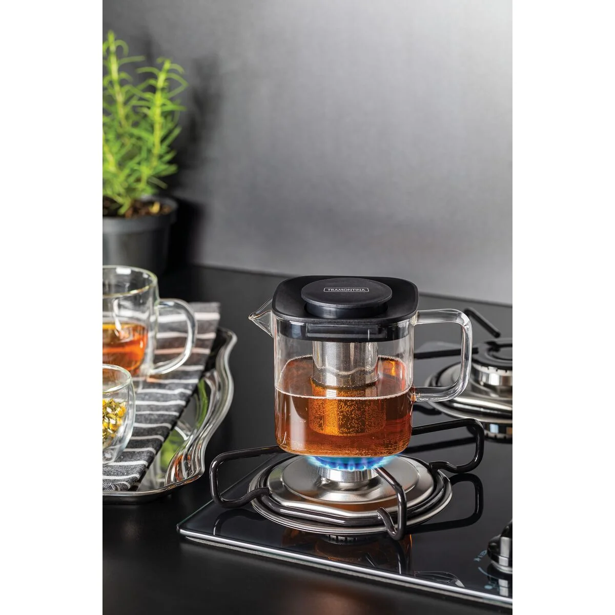 Bule para Chá Tramontina em Vidro e Aço Inox com Infusor 600 ml