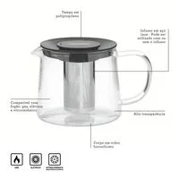 Bule para Chá Tramontina em Vidro e Aço Inox com Infusor 900 ml