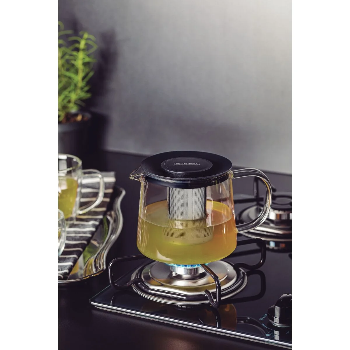 Bule para Chá Tramontina em Vidro e Aço Inox com Infusor 900 ml