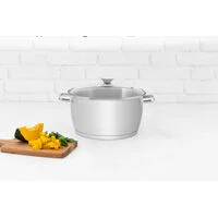 Caçarola Funda Tramontina Allegra em Aço Inox com Fundo Triplo e Tampa de Vidro 24 cm 5,7 L