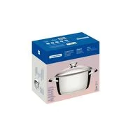 Caçarola Funda Tramontina Allegra em Aço Inox com Fundo Triplo e Tampa de Vidro 24 cm 5,7 L